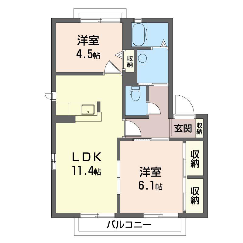 エトワールA(2LDK/2階)の間取り写真