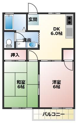 高師パークハイツ B棟(2DK/2階)の間取り写真