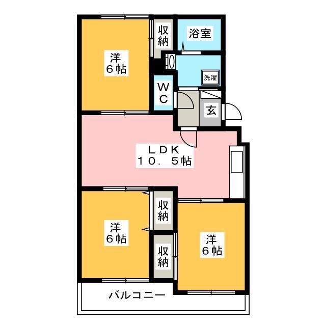 ヴェラクレスト弐番館(3LDK/3階)の間取り写真