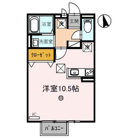 クローバー(ワンルーム/1階)の間取り写真