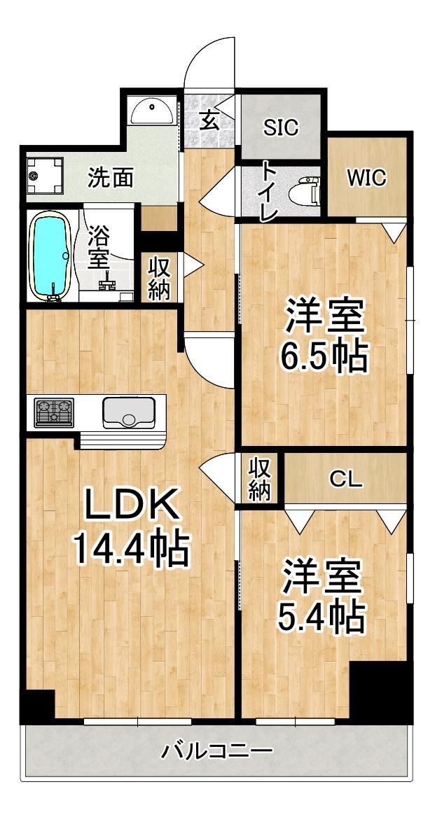 グランリベレ明石(2LDK/9階)の間取り写真