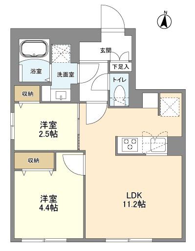 ウェルスクエア西大井(2LDK/2階)の間取り写真