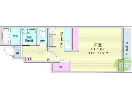 AHM1(1K/1階)の間取り写真