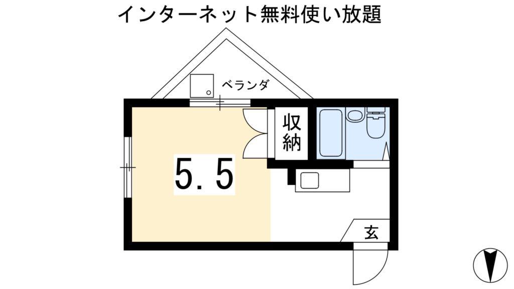 ソネット白川(1K/2階)の間取り写真