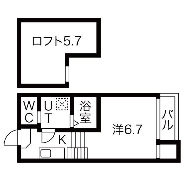 デザイナーズコーポ名北(1K/1階)の間取り写真