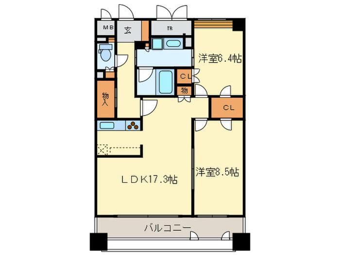 グランアベニュー名駅(2LDK/12階)の間取り写真
