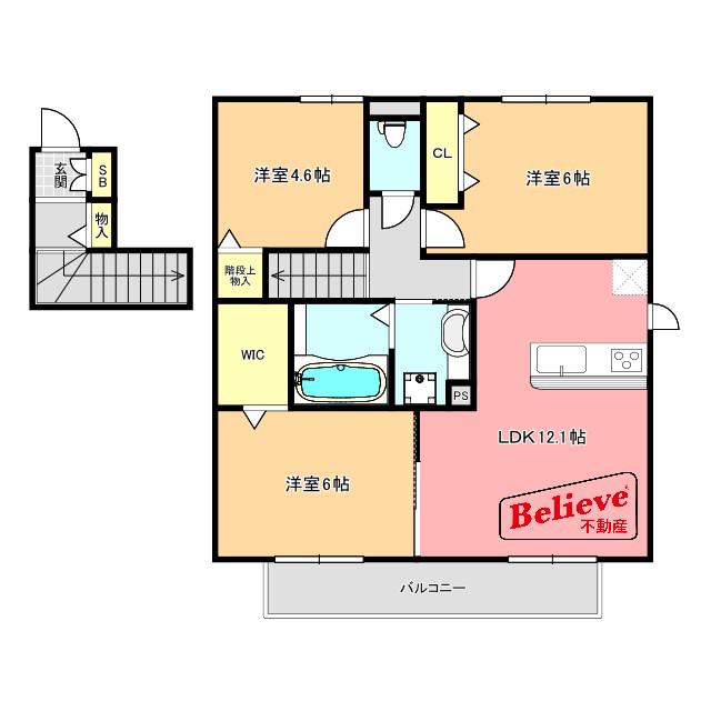 D-ROOM十連寺弐番館(3LDK/2階)の間取り写真