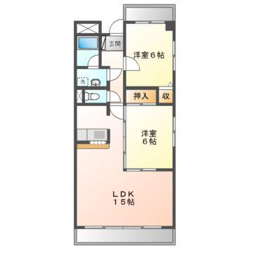 マーブル5番館(2LDK/3階)の間取り写真