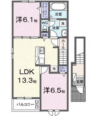 ソレイユ リック(2LDK/2階)の間取り写真