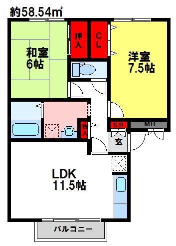 デビューONE(2LDK/3階)の間取り写真