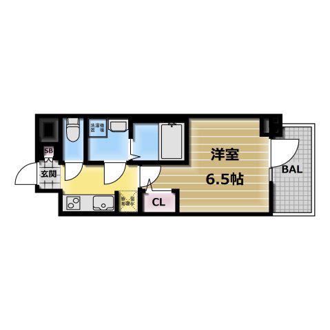 S-RESIDENCE高井田BELETA(1K/11階)の間取り写真