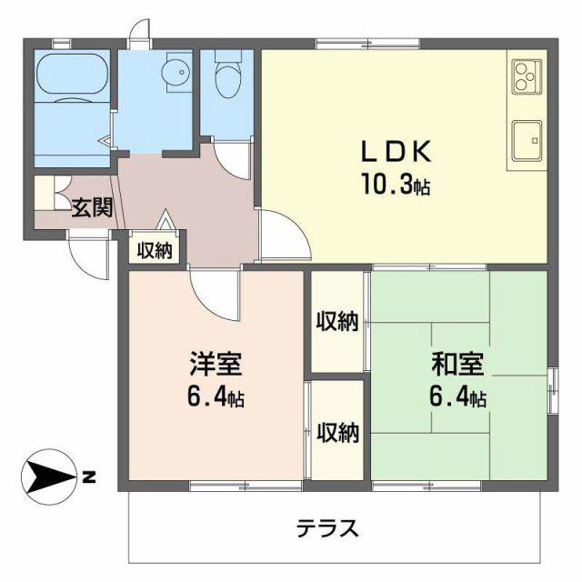 ハイライフ書写(2LDK/1階)の間取り写真