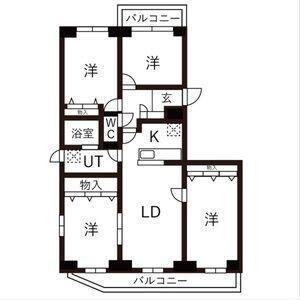BRO北野(4LDK/5階)の間取り写真