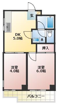サニープレイス(2DK/1階)の間取り写真