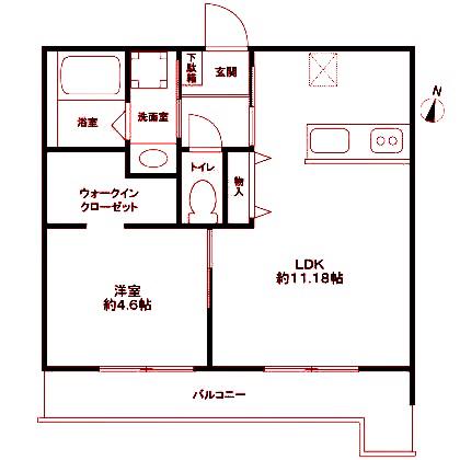 VIOLA TERRACE 北寺尾(1LDK/1階)の間取り写真