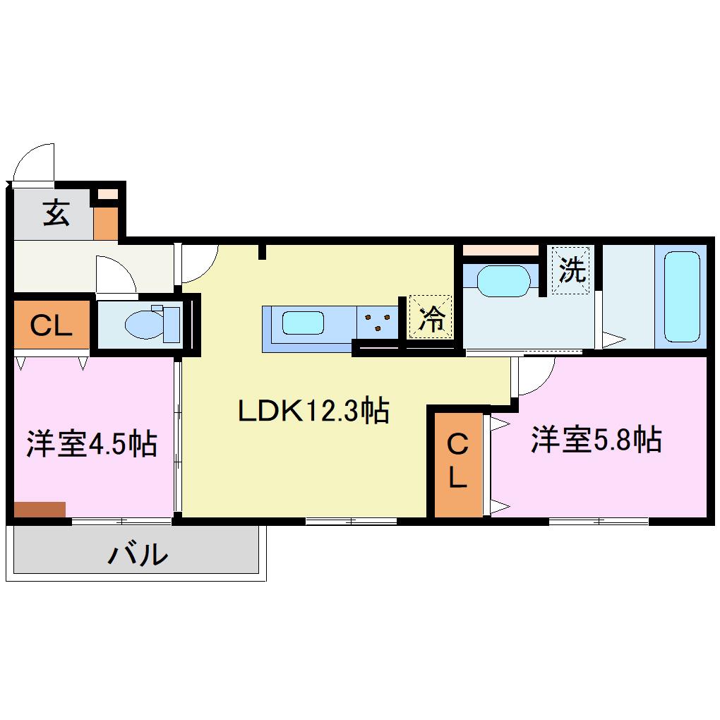 BELL SOAR(2LDK/2階)の間取り写真