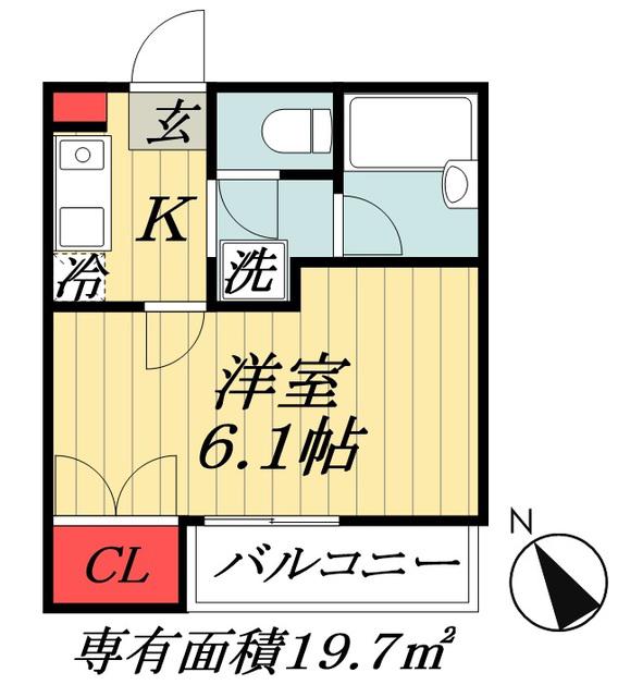 フローリッシュ(1K/1階)の間取り写真