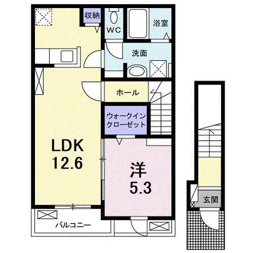 メゾン リアン(1LDK/2階)の間取り写真