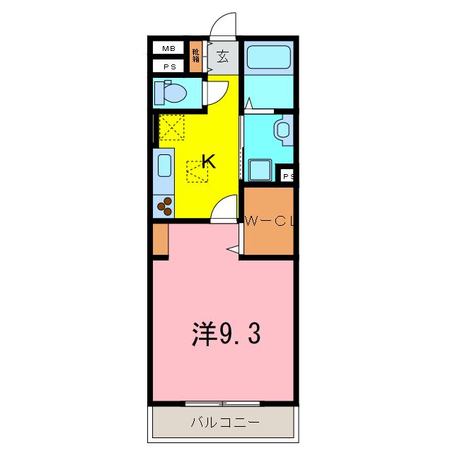 パストラーレ富士松(1K/3階)の間取り写真