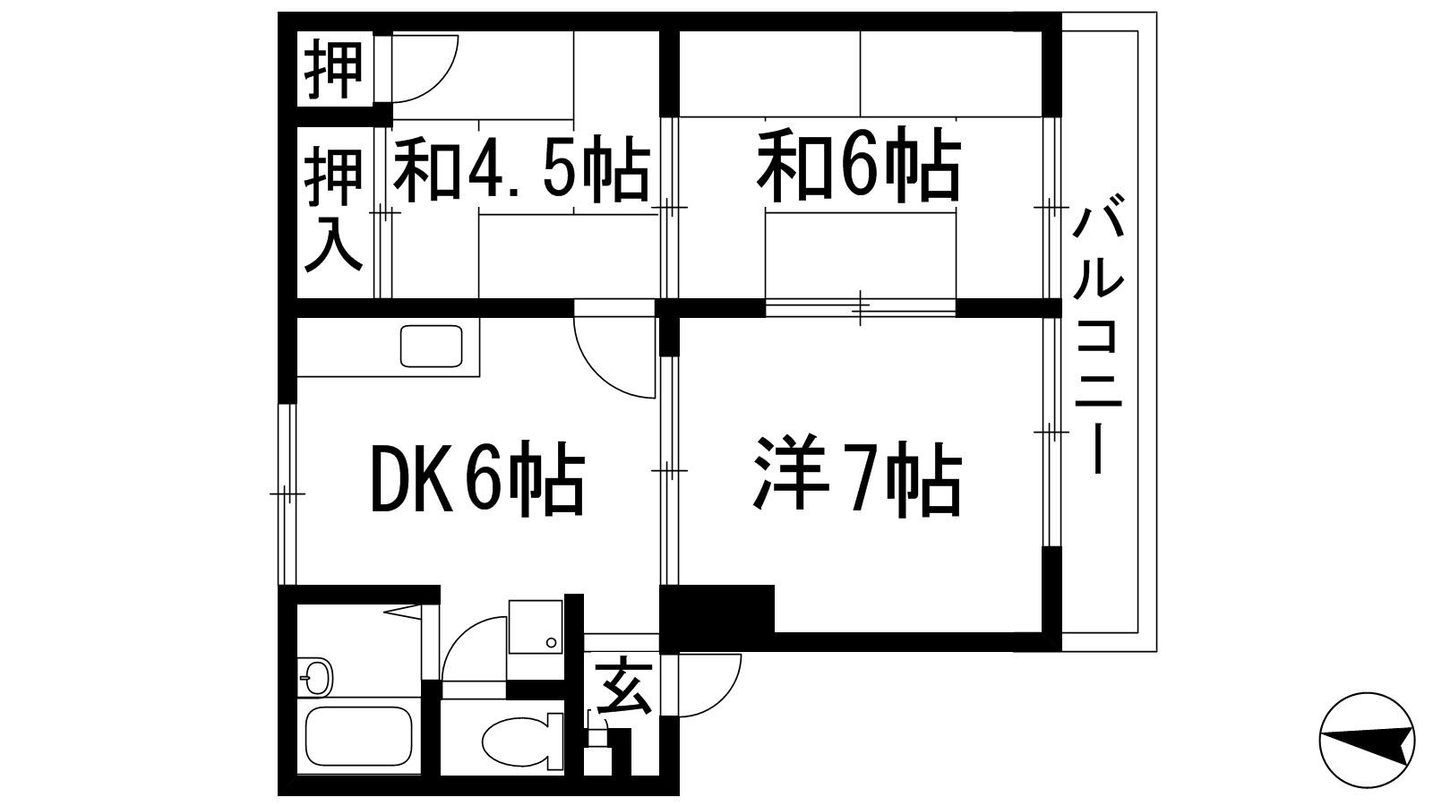 ロイヤルクイーンズパーク池田(3DK/1階)の間取り写真