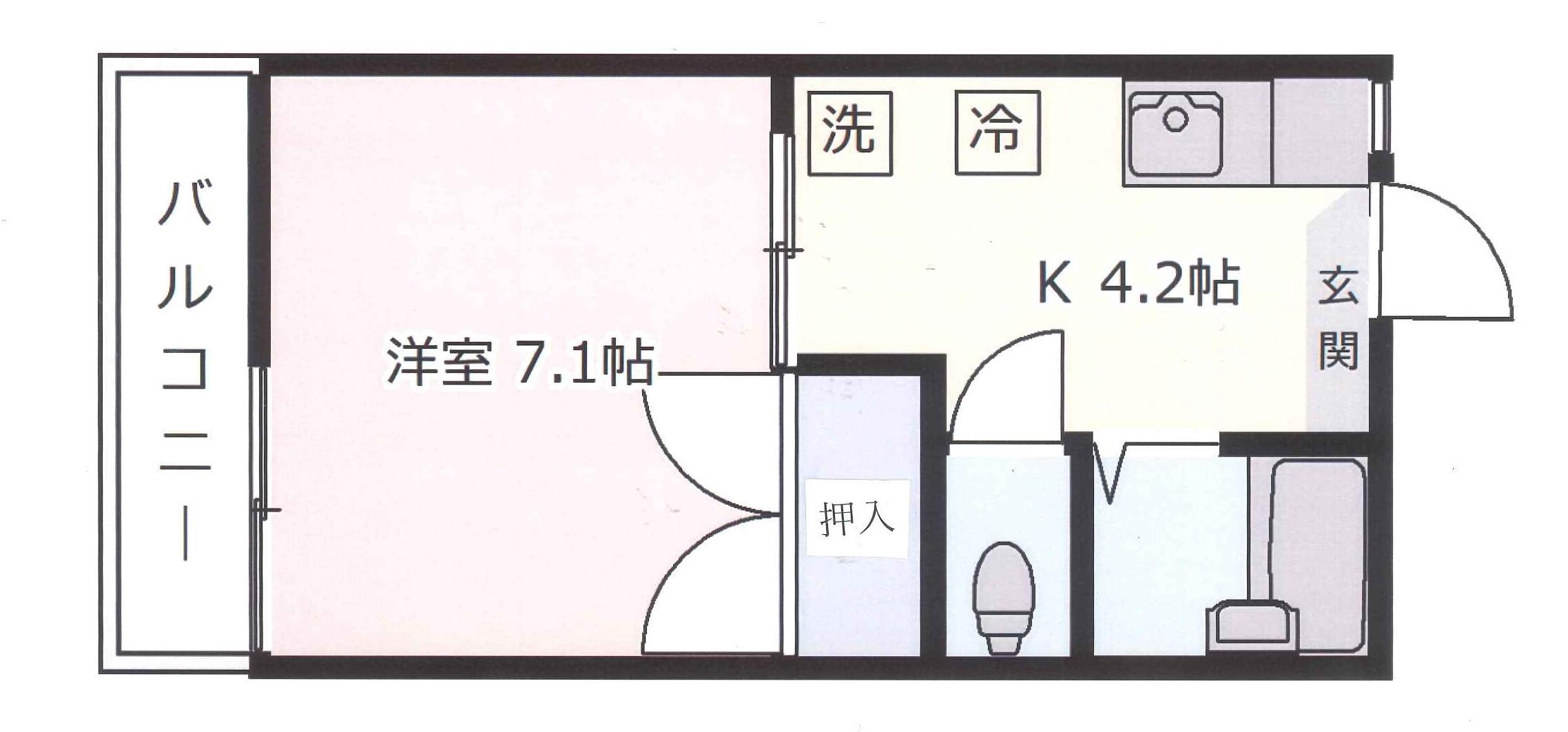 ハイネスブルー(1K/2階)の間取り写真