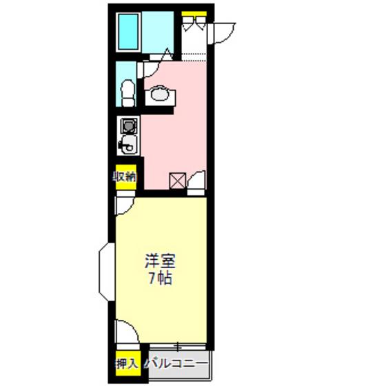 シティーハイツ石原(1K/1階)の間取り写真
