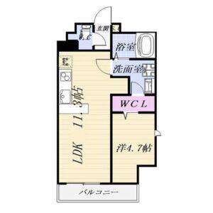 パークレジデンス汐路町(1LDK/6階)の間取り写真