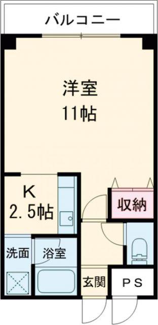 サンヒルズ(1K/2階)の間取り写真