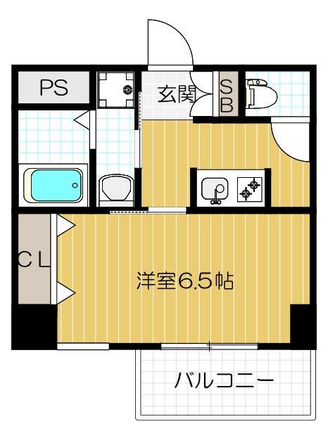 サンシルク阿倍野(1K/2階)の間取り写真
