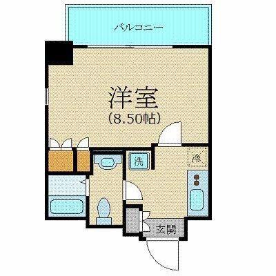 プラーズタワー東新宿(1K/17階)の間取り写真