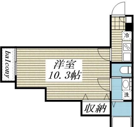 東武伊勢崎線 五反野駅 徒歩5分 2階建 築12年(1K/2階)の間取り写真