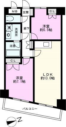 入江BUILT(2LDK/5階)の間取り写真