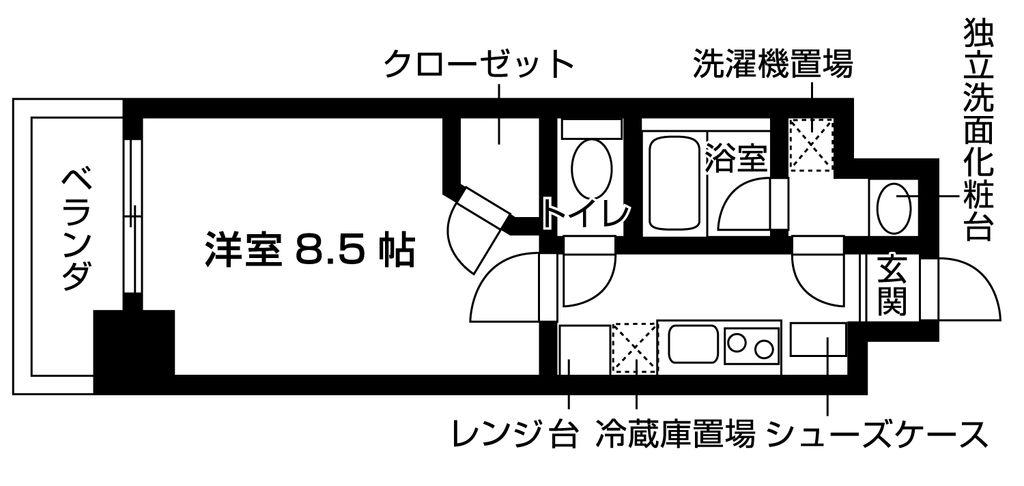 ゼスタレジデンス桜山(1K/2階)の間取り写真