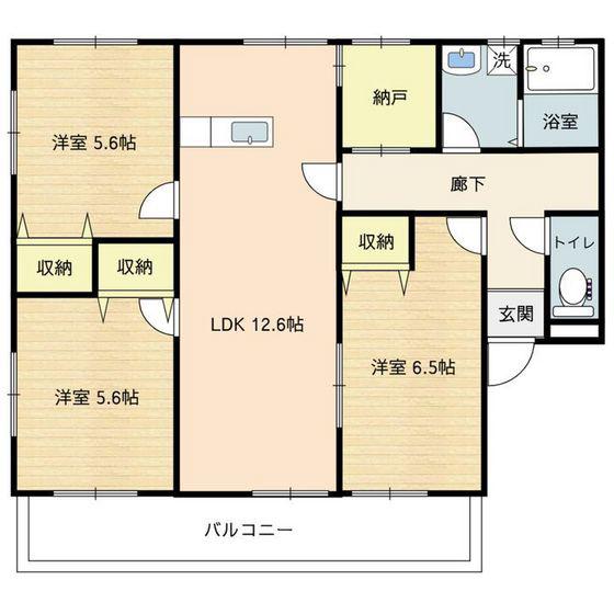山豊ビルB棟(3LDK/3階)の間取り写真