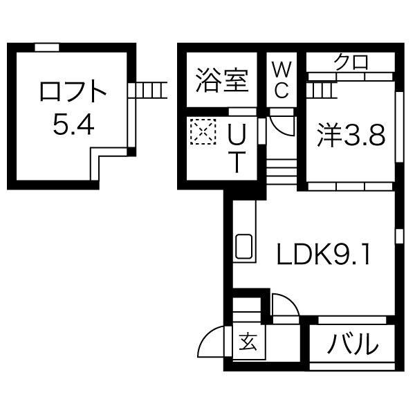 SUN MARIE II(1LDK/2階)の間取り写真