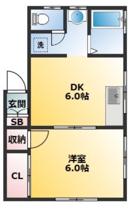 蓮田ビル(1DK/3階)の間取り写真