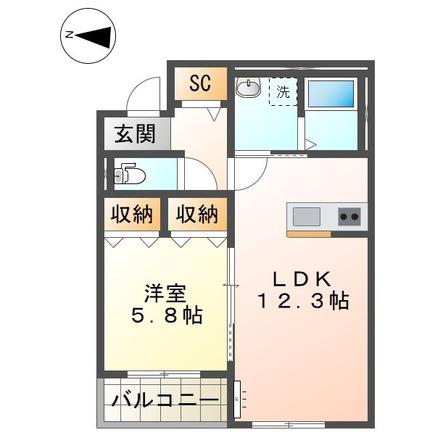 アウローラ本郷町(1LDK/3階)の間取り写真