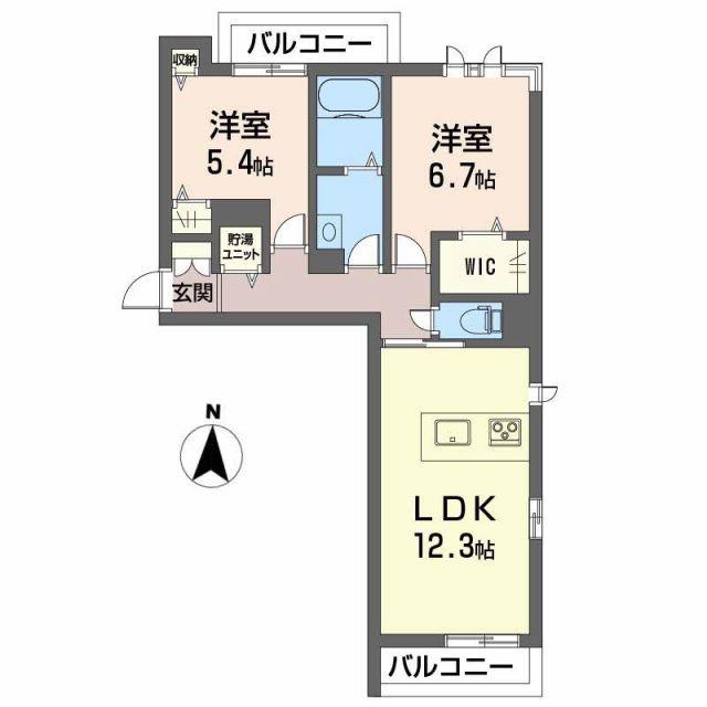 ローズガーデン三上(2LDK/3階)の間取り写真