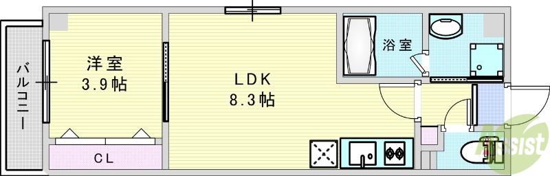 ARCA豊中曽根(1LDK/1階)の間取り写真