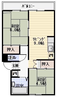 ホワイトプレジール(2LDK/2階)の間取り写真