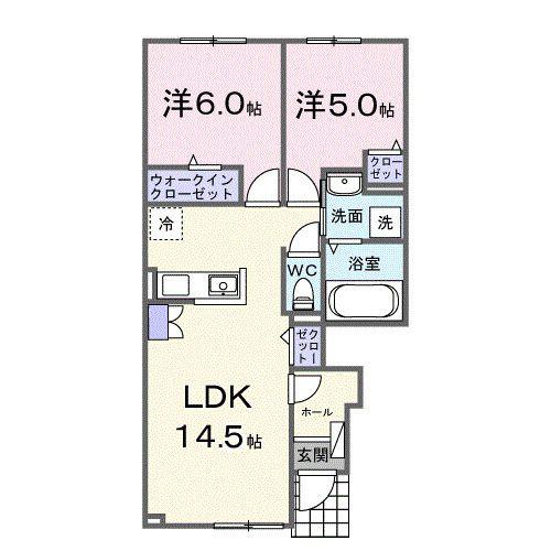 ポラール(2LDK/1階)の間取り写真