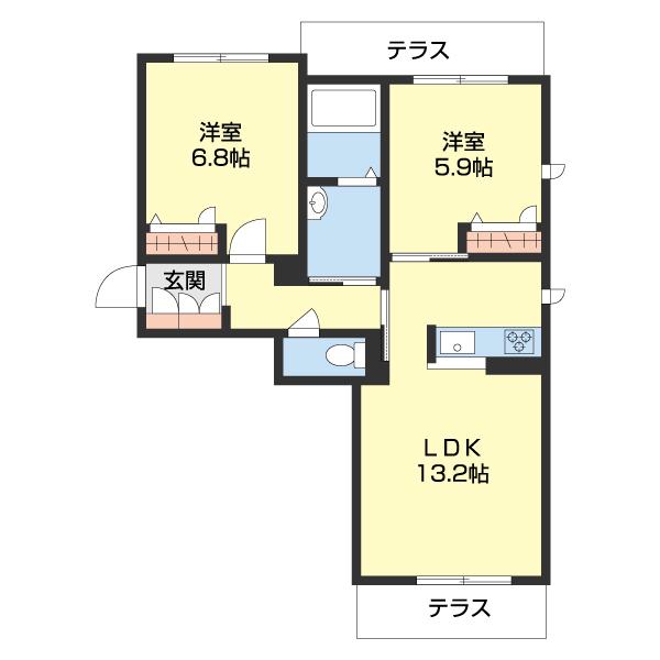 ベレオコスモ(2LDK/1階)の間取り写真