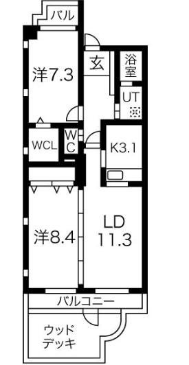 ディ アルタ クラッセ(2LDK/1階)の間取り写真