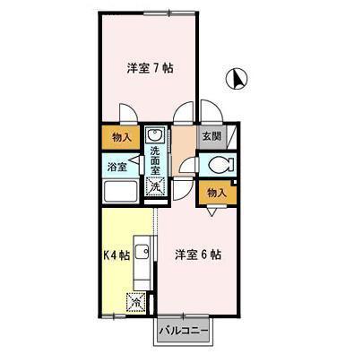 セジュール252(2K/2階)の間取り写真