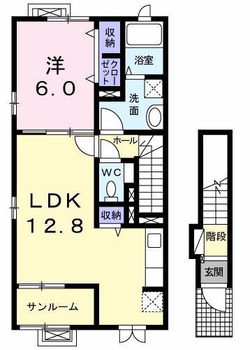 フリーデMFII(1LDK/2階)の間取り写真