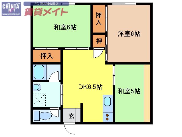 コーポ増田(3DK/1階)の間取り写真