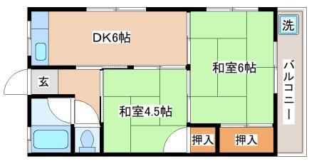 正本アパート(2DK/2階)の間取り写真