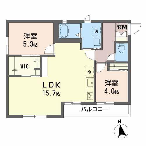 シャンティーA棟(2LDK/2階)の間取り写真