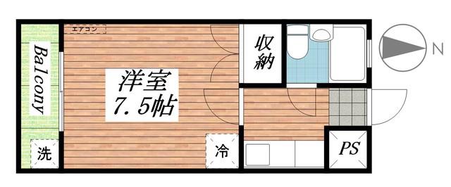 コーポコーベル 2(1K/3階)の間取り写真
