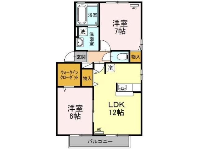 リヴェール E棟(2LDK/2階)の間取り写真